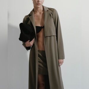St. Angi Layered Wool Trench - Kelp